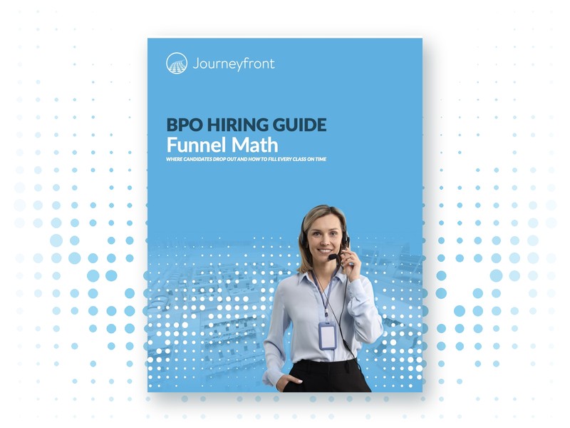 Funnel Math — BPO Hiring Guide cover on white dot-pattern background
