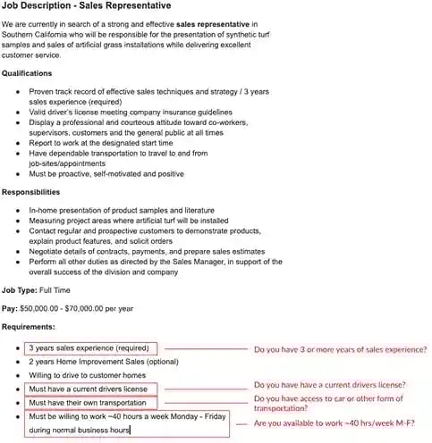 Job Req with screening questions