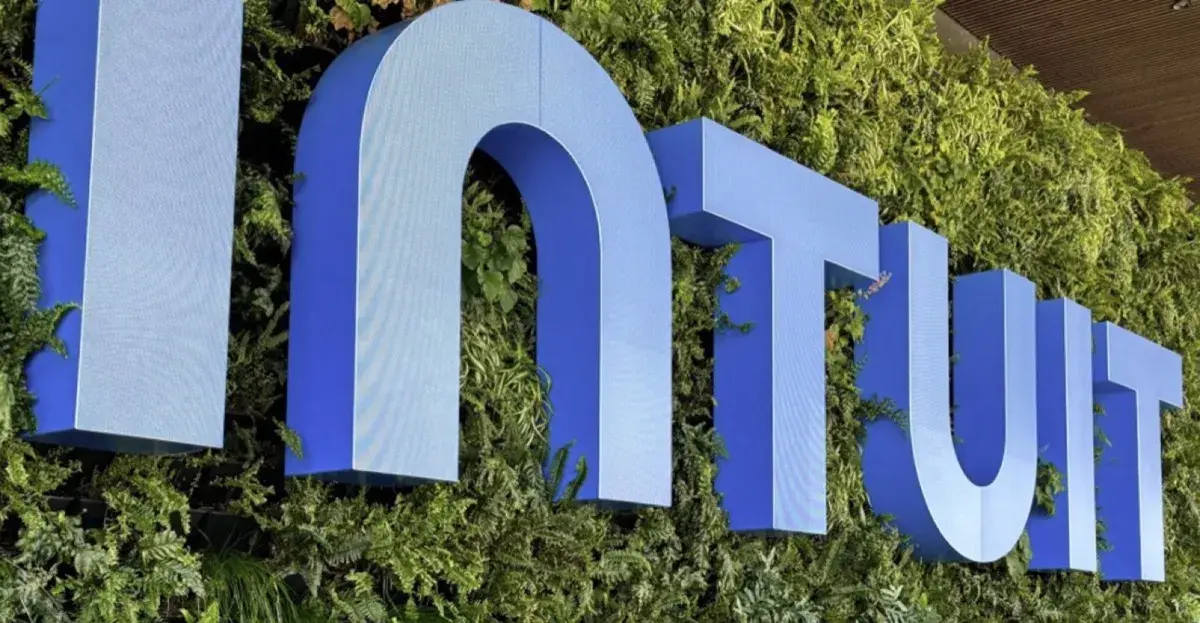 intuit logo on grass wall