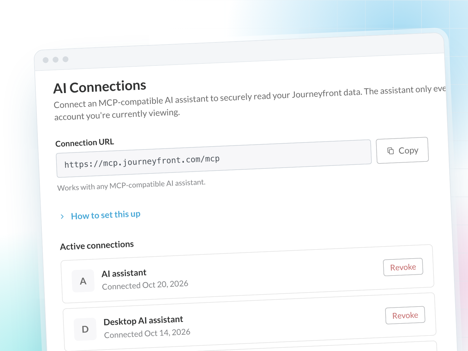 Connect your AI assistant to Journeyfront in Journeyfront
