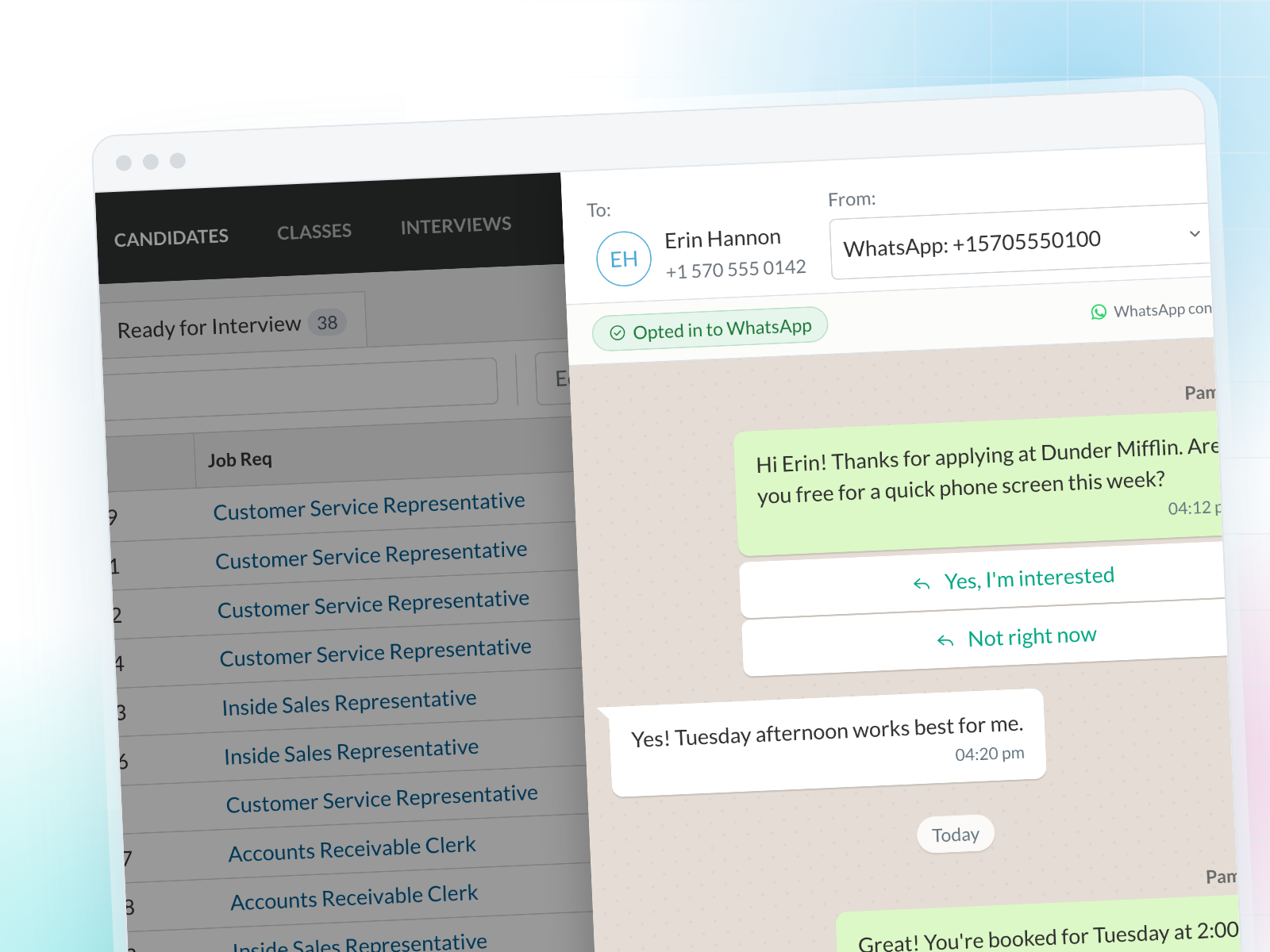 Two-way SMS and WhatsApp messaging in Journeyfront